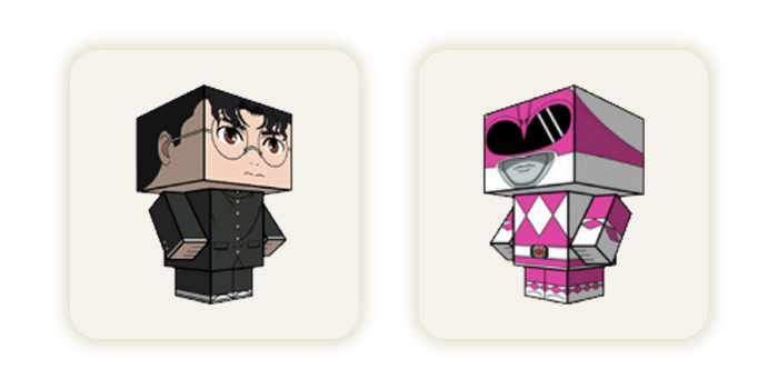 Modelos de papel de Harry Potter y una Power Ranger