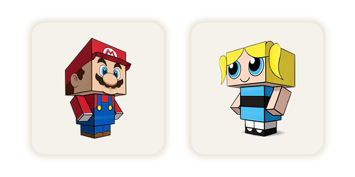 Modelos de papel de Mario y Burbuja