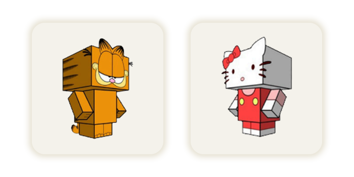Modelos de papel de Garfield y Hello Kitty
